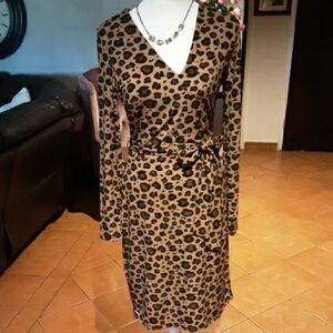 Dex Tan and Black Animal Print Spandex Dress